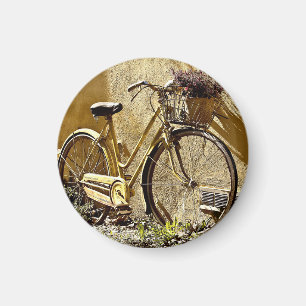 Antike Farbige Gelbe Fahrrad Magnet