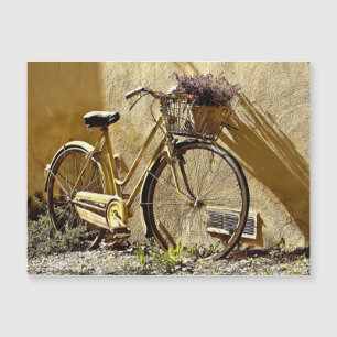 Antike Farbige Gelbe Fahrrad Magnetkarte
