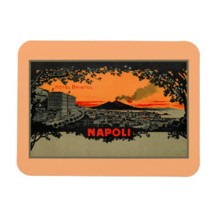 Antike Farblithografie Hotel Bristol Neapel Napoli Magnet