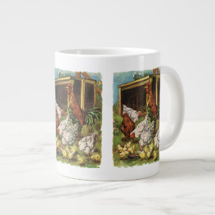 Antike Farmtiere, Hahn, Hühner, Küken Jumbo-Tasse