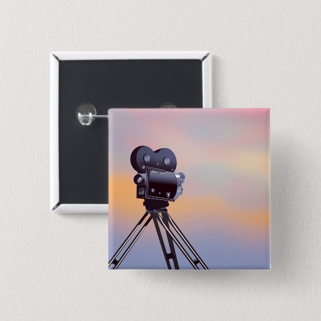 Antike Filmkamera Sonnenuntergang Button (Vorne & Hinten)