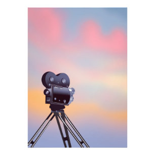Antike Filmkamera Sonnenuntergang Fotodruck