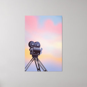 Antike Filmkamera Sonnenuntergang Leinwanddruck