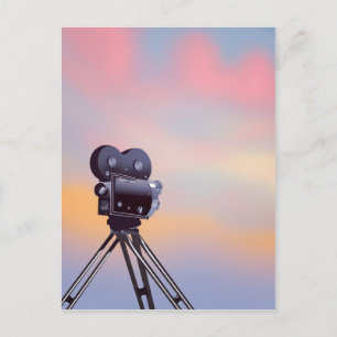 Antike Filmkamera Sonnenuntergang Postkarte