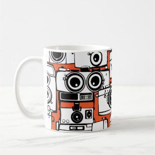 Antike Filmkameras, nahtloses Muster. Kaffeetasse