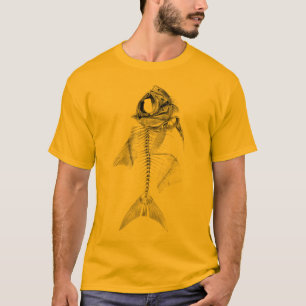 Antike Fischskelett-Radierung T-Shirt