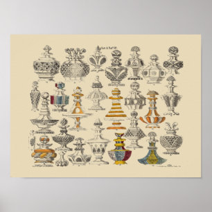 Antike Flaschendesigns von 1828 Poster