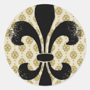 Antike Fleur de lis Runder Aufkleber