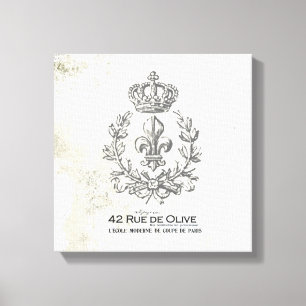 Antike Fleur-de-Lis und gestreckte Leinwand mit Kr
