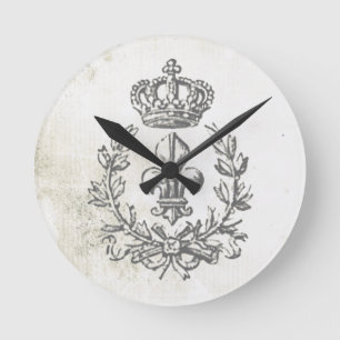 Antike Fleur-de-Lis- und Kronen-Rundwanduhr Runde Wanduhr