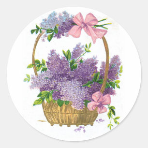 Antike Flieder-Blumensträuße in Lila Runder Aufkleber