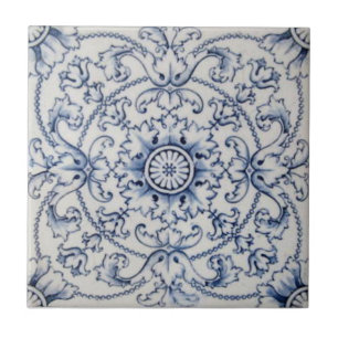 Antike Fliese viktorianisches Transferware in Delf