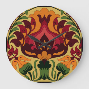 Antike Fliesen, Art Nouveau-Dekor. Große Wanduhr