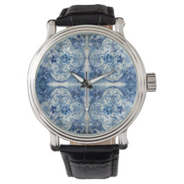 Antike Fliesen in Delft Blue Armbanduhr