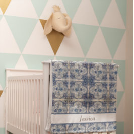 Antike Fliesen in Delft Blue Babydecke