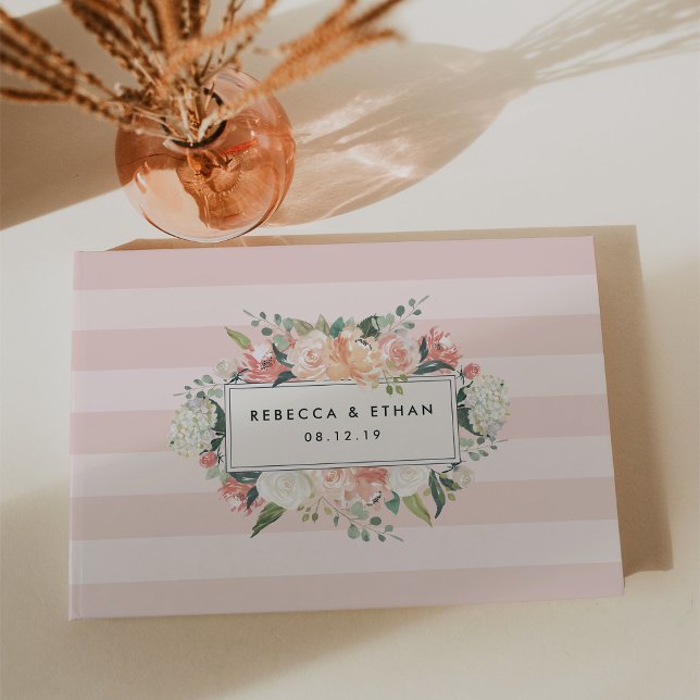 Antike Flora | Blush Stripe Wedding Gästebuch (Von Creator hochgeladen)