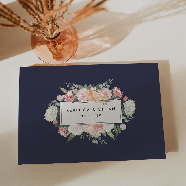 Antike Flora | Hochzeit von Blush & Navy Gästebuch (Von Creator hochgeladen)