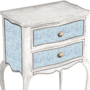 Antike florale blaue graue Toile de Jouy Seidenpapier