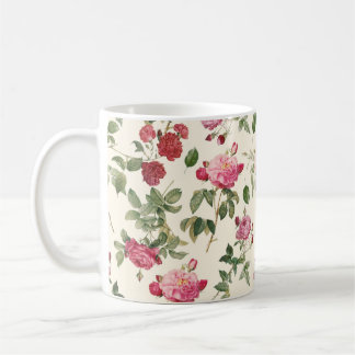 Antike Florale Creme-Rose Kaffeetasse