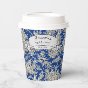 Antike florale dunkelblaue Toile de Jouy-Dusche Pappbecher