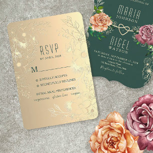 Antike Florale Goldene Hochzeit RSVP Karte