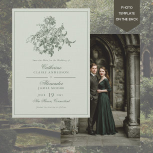 Antike Florale Romantische Elegante Salbei-Grüne H Save The Date