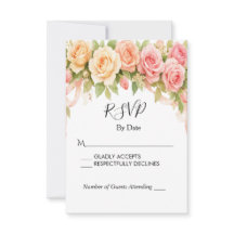 Antike florale Rosen-Hochzeits-RSVP-Karte