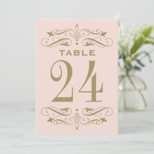 Antike Flourish-Tischnummernkarte Vintage Blush Einladung