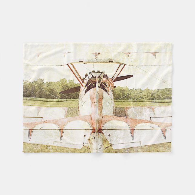 Antike Flugzeug-Doppeldecker-Fleece-Decke Fleecedecke (Vorderseite (Horizontal))