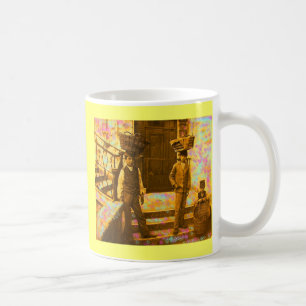 Antike-Foto-Korbe auf Köpfen Kaffeetasse
