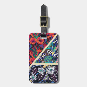 Antike französische Art Deco geometrische Blumenmu Gepäckanhänger