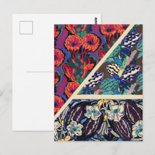 Antike französische Art Deco geometrische Blumenmu Postkarte