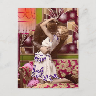 Antike französische Art Deco romantische Postkarte