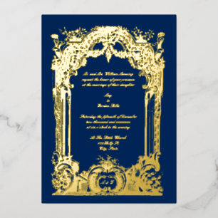 Antike französische Barock-Rokoko-Hochzeit Folieneinladung