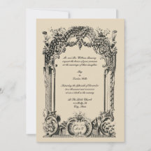 Antike französische barocke Rokoko-Hochzeitseinlad