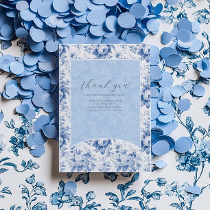 Antike französische Blumen-Toile Blau Dankeskarte
