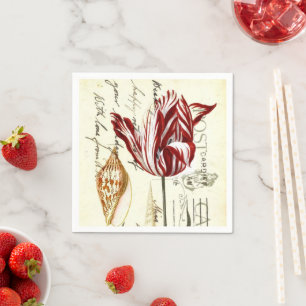 Antike französische botanische Tulpen Paris Tea Pa Serviette