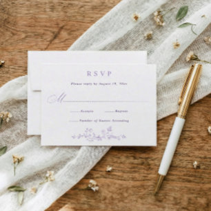 Antike französische florale Lavendel-Hochzeit im v RSVP Karte