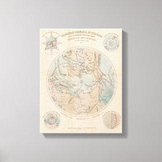 Antike französische Nordpol-Arktis-Karte 1867 Leinwanddruck