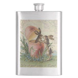 Antike französische Osterhasen Flachmann