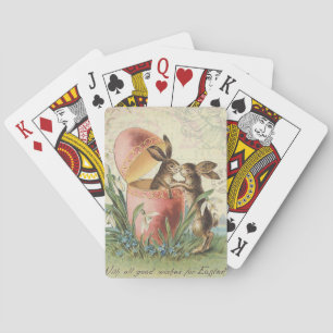 Antike französische Osterhasen Spielkarten