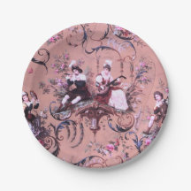 Antike französische rosa Toile im viktorianischen