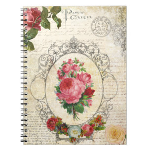 Antike Französische Rose Ephemera Notizblock