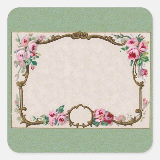Antike französische Rose Parfüm Blank Quadratischer Aufkleber (Vorderseite)