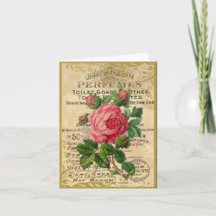Antike französische Rosen Dankeskarte