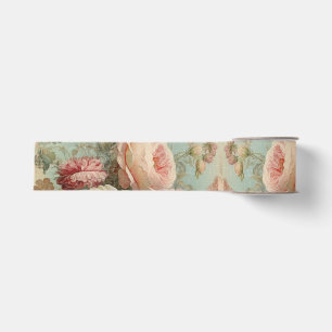 Antike französische Rosen Floral Blau und Rosa Dec Ripsband