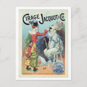 Antike französische Schuhcreme-Werbung, Clowns Postkarte
