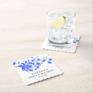 Antike französische Toile blaue Blumen Brautdusche Untersetzer