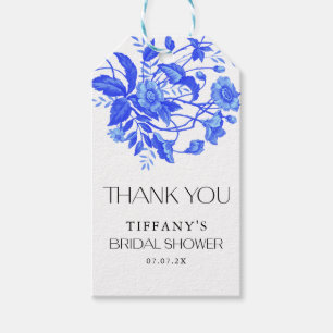 Antike französische Toile blaue Blumen Hochzeitsdu Geschenkanhänger