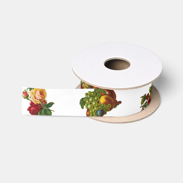 Antike Früchte & Blumen Satinband (Spule)